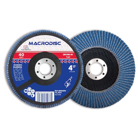 Continental Abrasives 4-1/2" x 7/8" 40 Grit T27 Zirconia High Density  Flap Disc F-4570407H